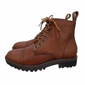Patina Portland Leather Lace Up Cap Toe Ankle Boots Mens US 7 EU 40 Brown MINT